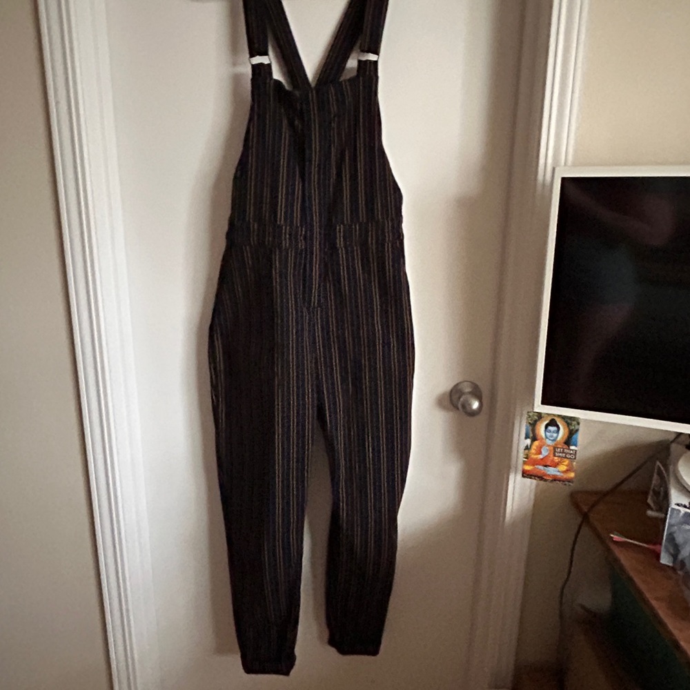 RVCA Striped Black Overalls
